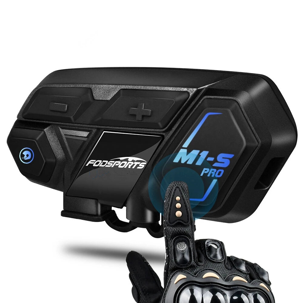 Single Fodsports M1-S Pro Moto Intercomunicador de casco Auriculares con casco bluetooth 8 Rider 2000M Interphone de gru