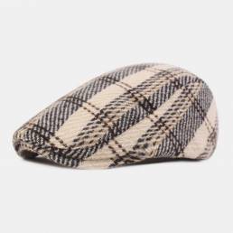 Plaids de algodón para hombre Patrón Plano estilo británico Sombrero Delantero Sombrero Boina Sombrero