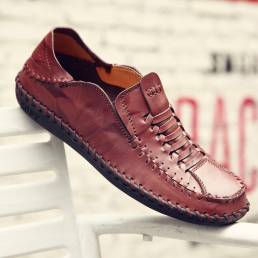 Zapatos de negocios informales con costura a mano antideslizantes transpirables para hombres