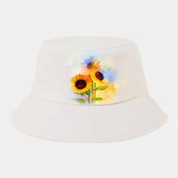Girasoles unisex Patrón Moda Joven Cubo de sombrilla de 360 grados Sombrero