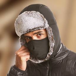 Hombres 2PCS Plush Plus Velvet Keep Warm Oreja Protección facial A prueba de viento Ciclismo Sport Trapper Sombrero Desm