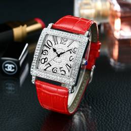 GUANQIN 19118 Reloj de pulsera unisex con rectángulo de diamantes ultrafino Piel Genuina Banda Reloj de cuarzo