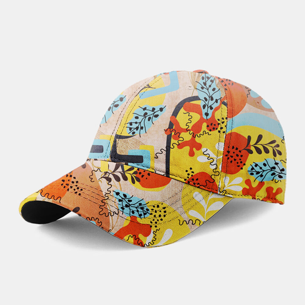 Superposición de algodón unisex floral Patrón Gorra de béisbol con sombrilla informal de moda ajustable