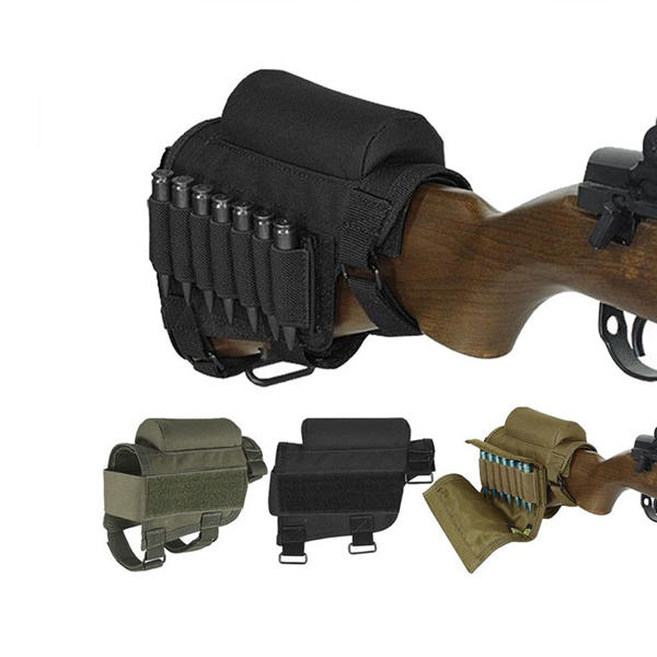 Tactical Buttstock Ammo Cartridges Holder Airsoft Hunting Bullet Carrier Holsters Pouch