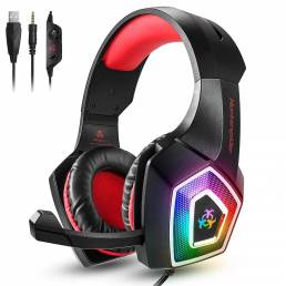 Hunterspider V1 Gaming Headset Stereo Bass Game Auriculares con micrófono con cancelación de ruido luz LED para PC para