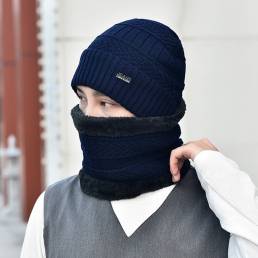 Hombres Lana Plus Terciopelo Grueso Invierno Mantener abrigado Cuello Protección Resistente al viento Tejido Sombrero