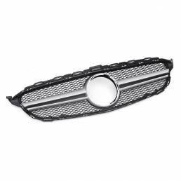 Sliver AMG Style Front Grill Mesh Grille para Mercedes Benz Clase C W205 C200 C250 15-18