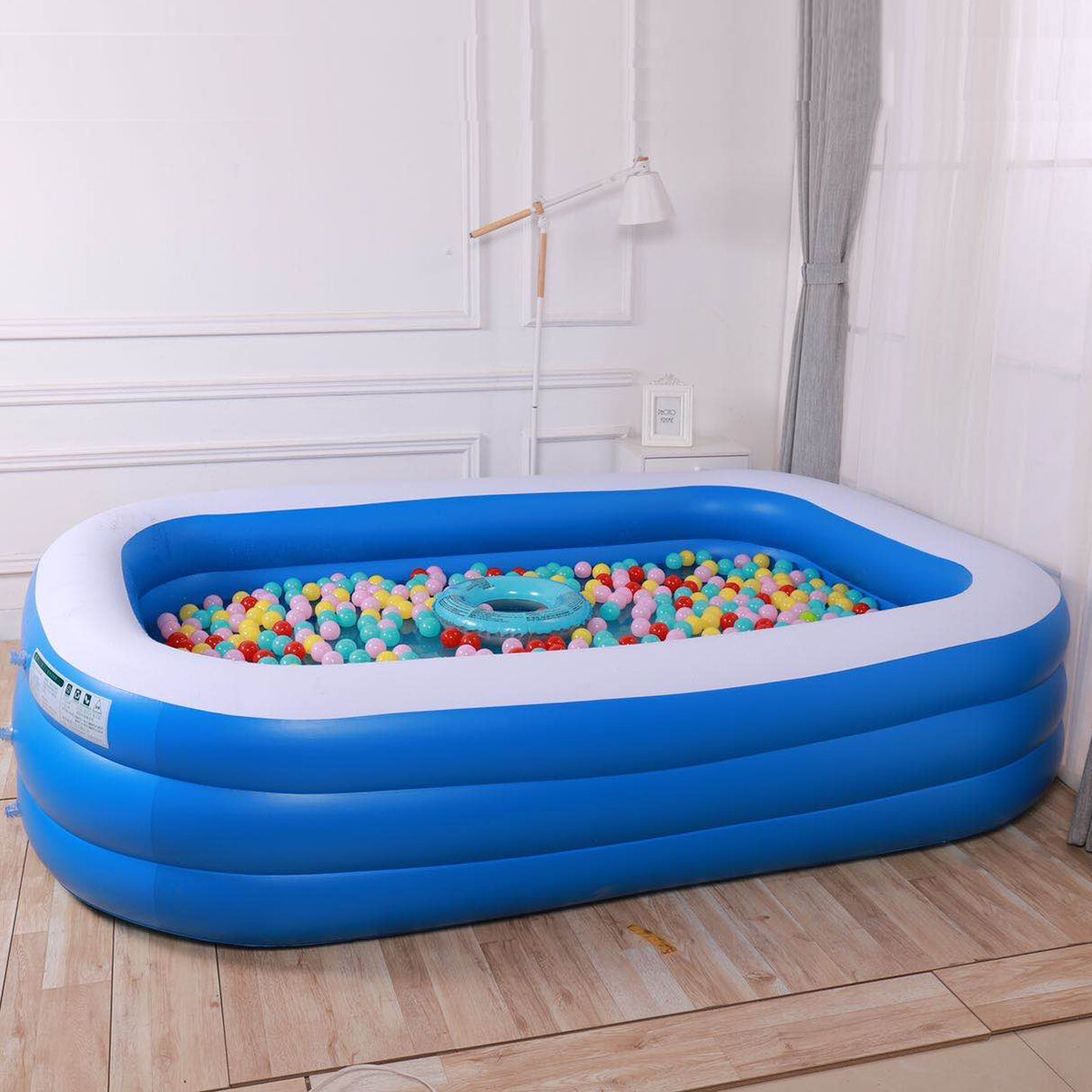 Bañera portátil plegable inflable azul y blanca de 3 capas Piscina para el hogar de los niños adultos