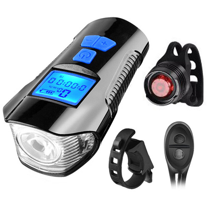 BIKIGHT Impermeable Luz de bicicleta Carga USB Luz delantera de bicicleta + Luz trasera Manillar Luz de cabeza de ciclis