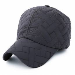Gorra de béisbol de tela escocesa sólida para hombre Orejera Sombreros ajustables cálidos Snapback