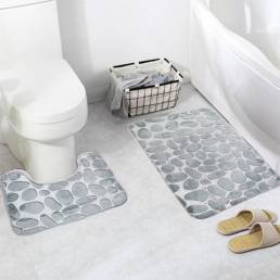 Honana 2Pcs piedra 3D espuma de memoria esteras de baño conjunto alfombra antideslizante absorbente Cuarto de baño alfom