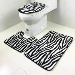 Alfombra de moqueta alfombra de baño alfombra de baño antideslizante Zebra 3 asientos de inodoro