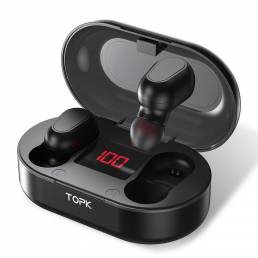 TOPK F23 TWS bluetooth 5.0 Digital Pantalla Auricular Auriculares estéreo inalámbricos en la oreja Auriculares con carga