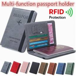 RFID Bloqueo de viaje Ranuras para tarjetas multifuncionales Almacenamiento de pasaportes Cartera Bolsa