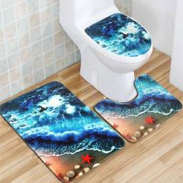 Franela tapete conjunto tapa del inodoro conjunto antideslizante Cuarto de baño alfombra subacuática alfombra del piso t