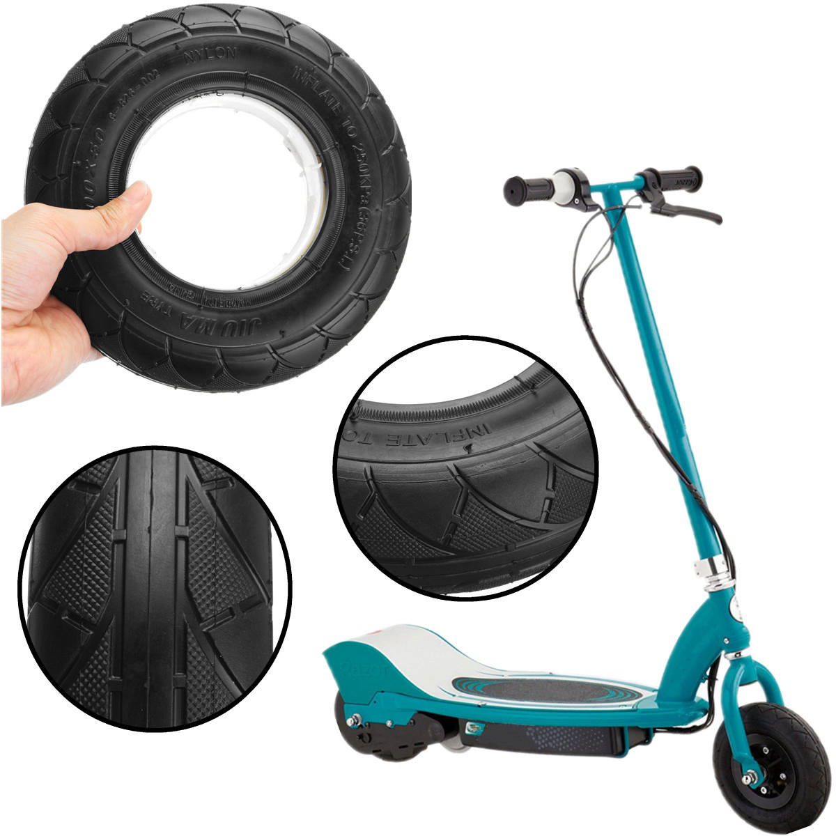 BIKIGHT Cubierta de neumático de scooter eléctrico Neumático de fondo Patrón para Navaja 200x50 (8 "x 2")