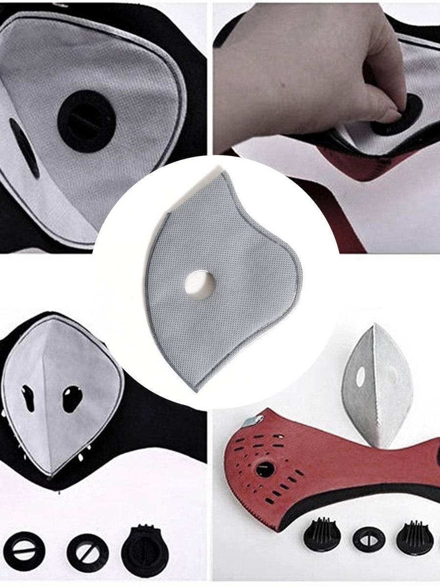 10 piezas de carbón activado Mascara filtro Anti polvo Anti frío Moto bicicleta cara de esquí Mascara filtro