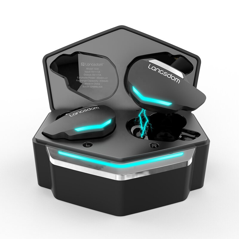 Langsdom G30 Bluetooth de modo dual TWS LED Auricular Auriculares con iluminación RGB para juegos con auriculares de baj