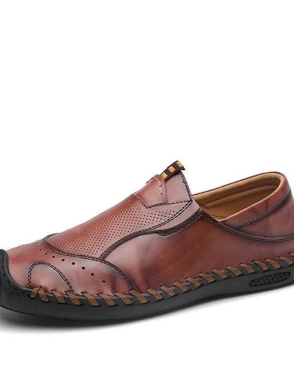 Zapatos planos cómodos de cuero de microfibra transpirable para hombre