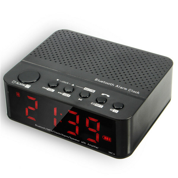 LEADSTAR Alarma inalámbrica Reloj Mini altavoz bluetooth con reproducción de tarjetas FM Radio