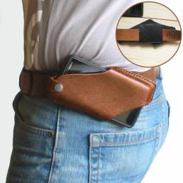 Hombres Piel Genuina 4.7 pulgadas ~ 5.8 pulgadas Teléfono Bolsa Cintura Bolsa Fácil transporte EDC Bolsa Para al aire li