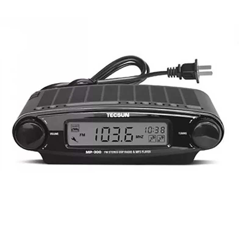 Tecsun MP-300 DSP FM Radio Reproductor de MP3 USB estéreo de escritorio Reloj Alarma ATS Negro FM Portátil Radio Recepto