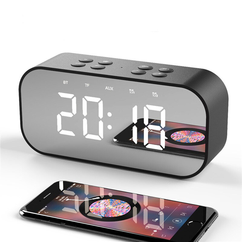 YUNDOM BT501 Inalámbrico Bluetooth 5.0 Altavoz Doble alarma Reloj FM Radio Columna de música de alta fidelidad Subwoofer