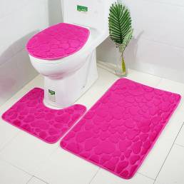 3 uds 3D Cuarto de baño alfombrillas decoración de inodoro alfombrilla de baño flor sólida alfombra antideslizante alfom