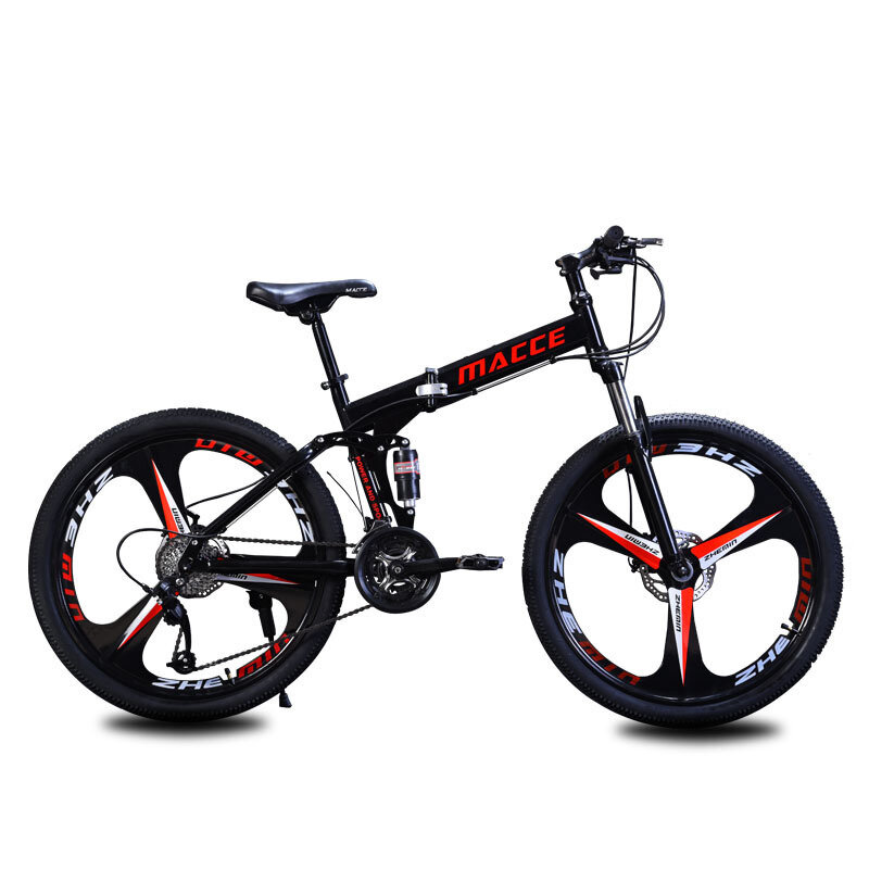 MACCE 26 Inch Bicicleta de montaña para adultos de 27 velocidades MTB Freno de disco plegable Absorción de golpes Bicicl