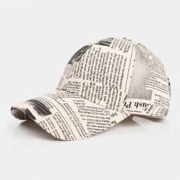 Periódico Made-old unisex Patrón Visera de protección solar de ala ancha de algodón Moda Casual Béisbol Sombrero