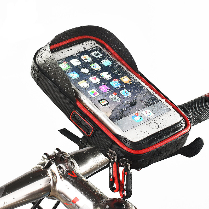 RUEDA PARA ARRIBA Bicicleta a prueba de lluvia manillar pantalla táctil teléfono bolsa caso titular del teléfono celular