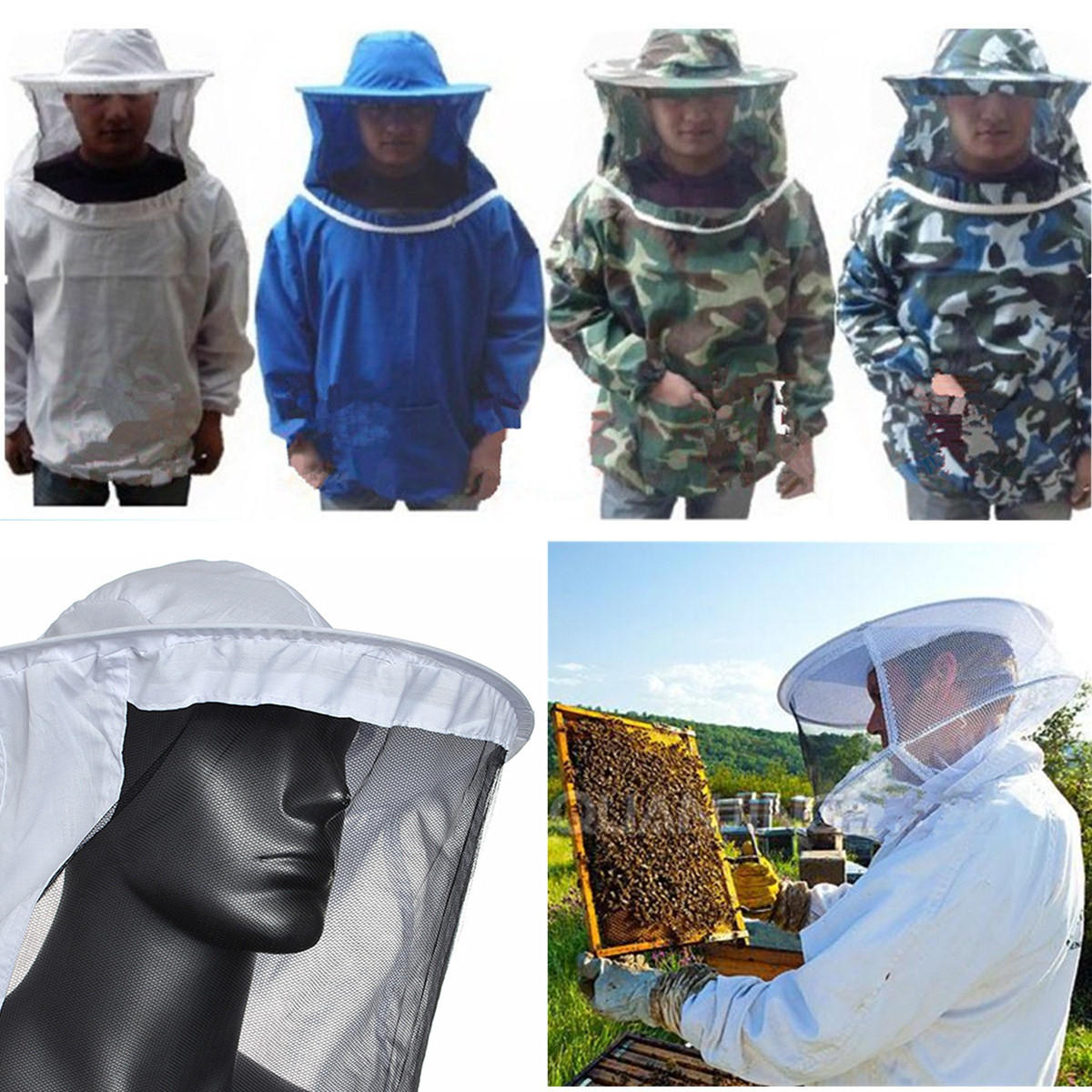 Chaqueta de apicultura Velo Bata Suministros de equipo Apicultura Traje de manga Sombrero