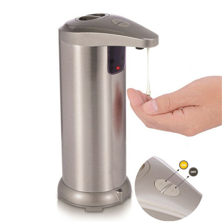 Dispensador automático de líquido de 250 ml Jabón Dispensador Sensor de acero inoxidable sin contacto Jabón Dispensador