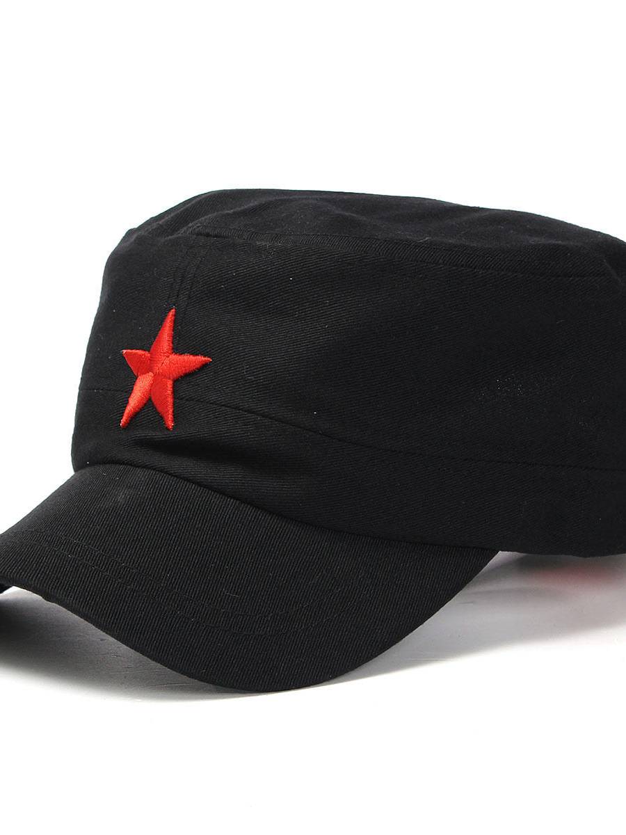 Unisexo Gorra Militar de Estrella Roja de Algodón para Cadete del Ejército Ajustable