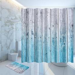 Panel de madera rústico cotina de ducha 12 Gancho Cuarto de baño Impermeable tela Cuarto de baño