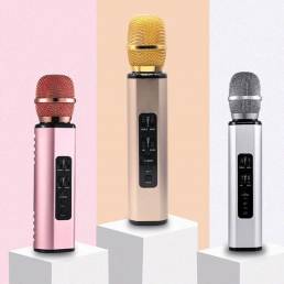 Bakeey K6 Karaoke Bluetooth inalámbrico multifuncional Micrófono Altavoces dobles dobles Micrófono de karaoke inteligent