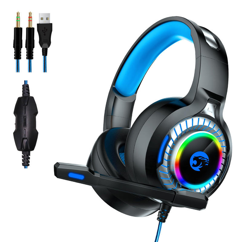 A60 Gaming Headphone RGB luz LED Estéreo Bass Auricular Auricular con cable con micrófono para PC Ordenador PS4