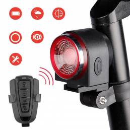 A8 Luz trasera de bicicleta de 3 modos Ciclismo LED Luz trasera Seguridad personal con alarma de ladrón Anti Control rem
