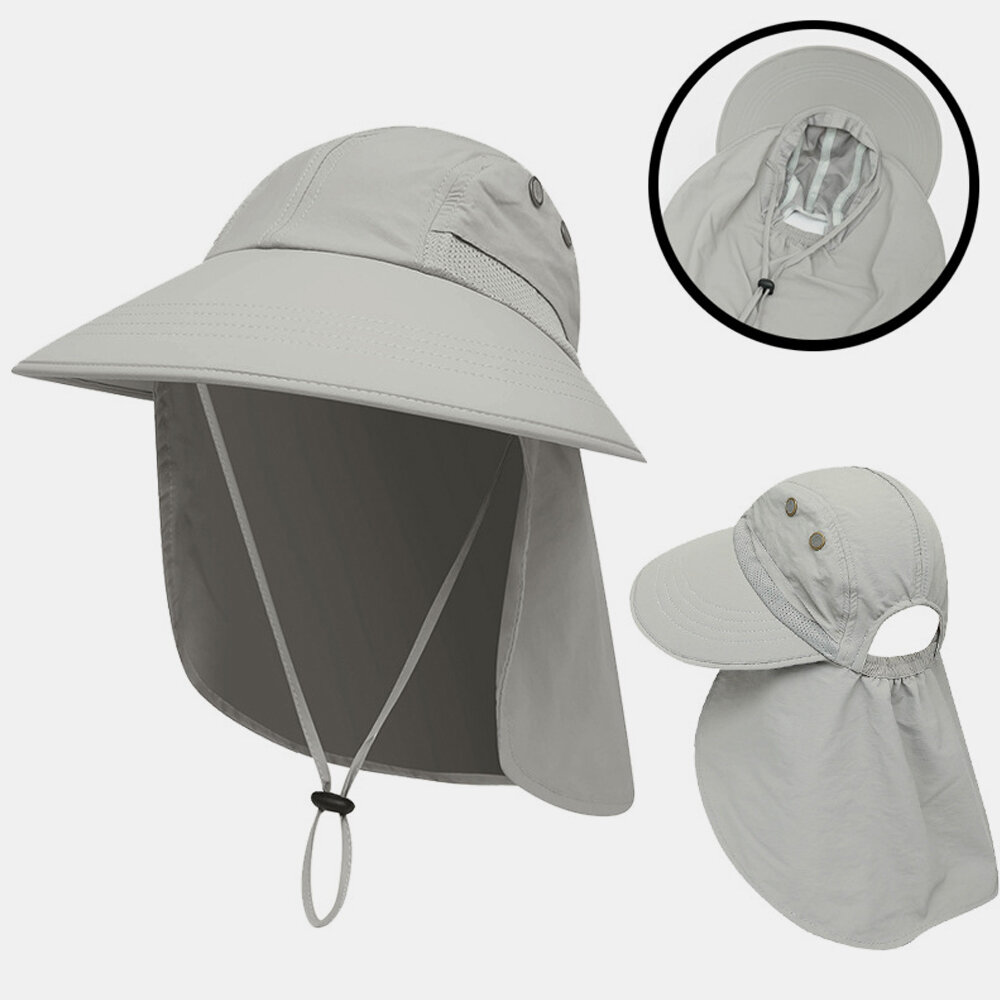 Unisex Nylon Color sólido Ajustable Verano al aire libre Sombrilla pesca Escalada Sombrero Cubo transpirable Sombrero