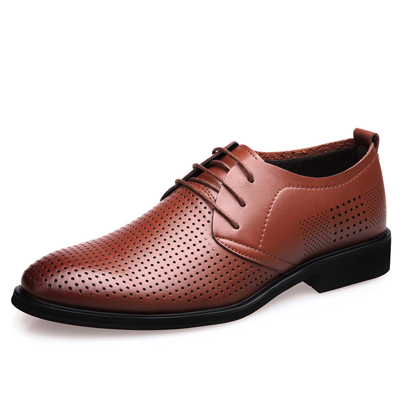 Cuero genuino transpirable Hollow Out Business Oxfords