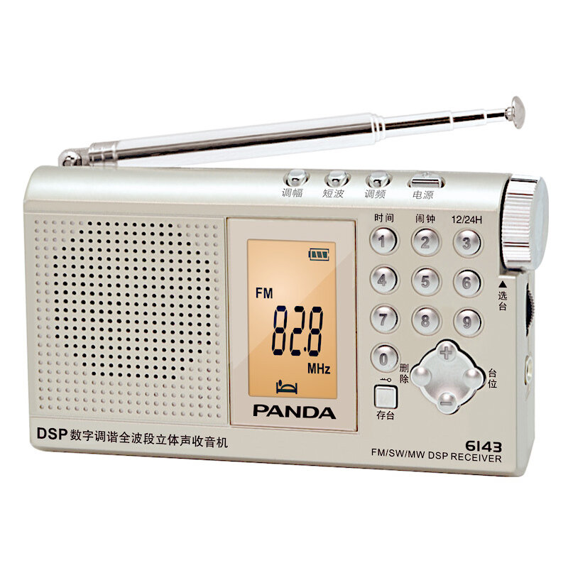 Panda 6143 FM MW SW DSP Sintonización digital Radio Completo Banda Estéreo Radio Alarma Reloj