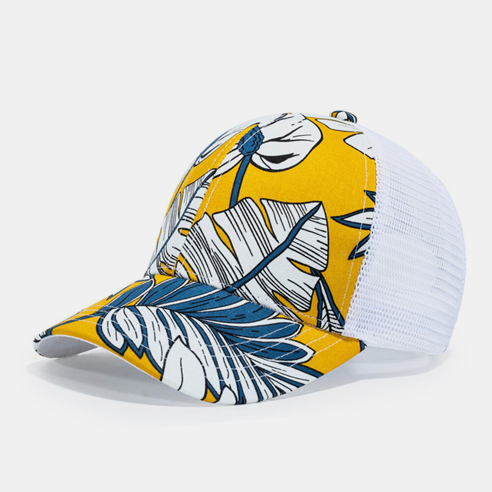Unisex Malla Moda Flor Impreso Sombrilla de vacaciones Béisbol respirable Sombrero