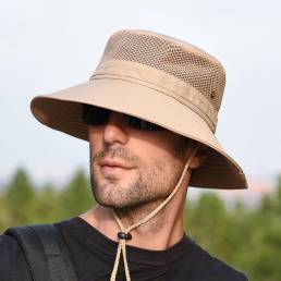 Hombres Mujer Cubo de visera plegable de verano Sombrero pesca Sombrero al aire libre Gorra de sombrilla de malla de esc
