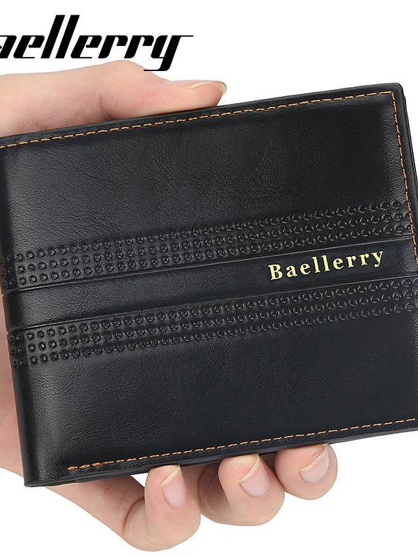 Baellerry Men Faux Leather Fashion Business Casual Cartera con 6 ranuras para tarjetas
