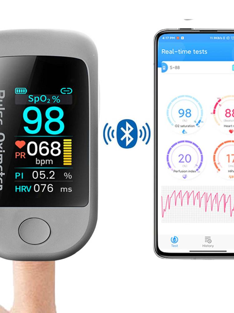 Boxym Smart bluetooth 5.1 Oxímetro de pulso con la yema del dedo HRV Medidor de variabilidad del ritmo cardíaco Monitor