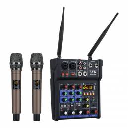 Bakeey MIC4 Mezclador de audio estéreo incorporado UHF inalámbrico Micrófono Micrófonos Consola mezcladora de 4 canales