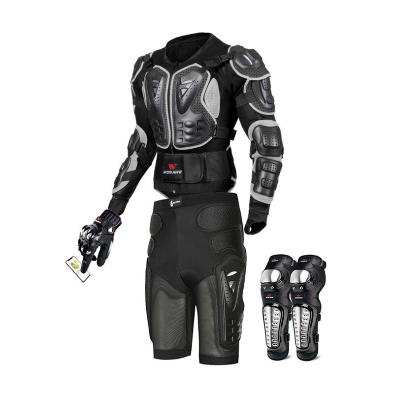 Wosawe traje de armadura corporal para motocicleta chaqueta de motocicletaprotector de caderaguantesrodilleras