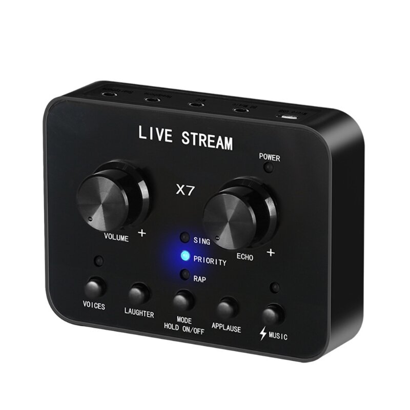 Bakeey X7 Auriculares con tarjeta de sonido externa Micrófono Webcast Live Broadcast Voice Changer para computadora