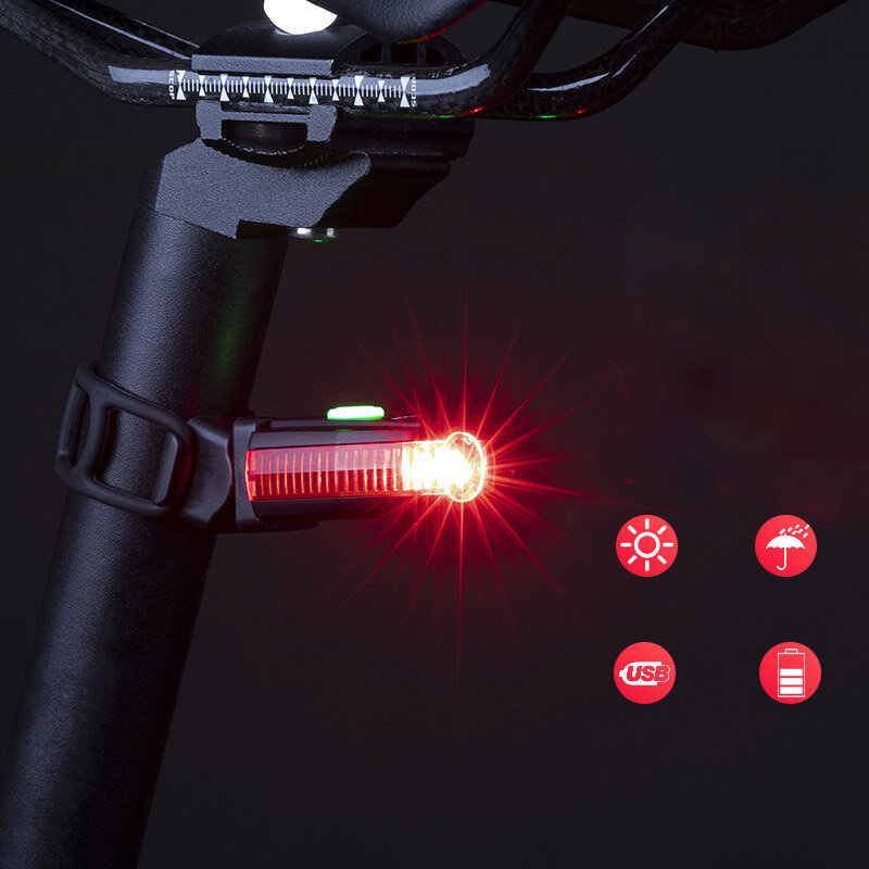 ROCKBROS BK330 100lm LED Luz trasera de bicicleta USB recargable 3 modos 180 ° ajustable Impermeable Luz de bicicleta al