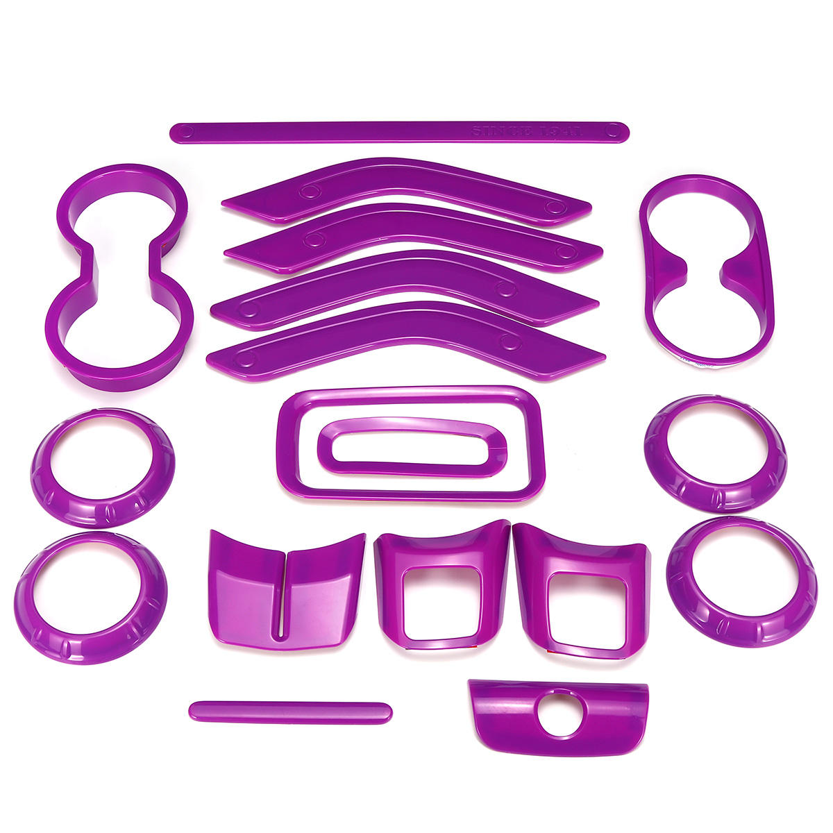 18 unids púrpura Coche moldura accesorios de tira de ajuste para Jeep JK JKU 4door 2011-2017